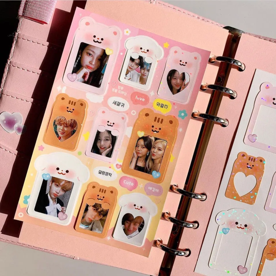 Korean Ins Kawaii Love Photo Album Frame Tags Sticker Polaroid Idol Card Scrapbook Cute Stationery Decorative Sticker Aesthetic