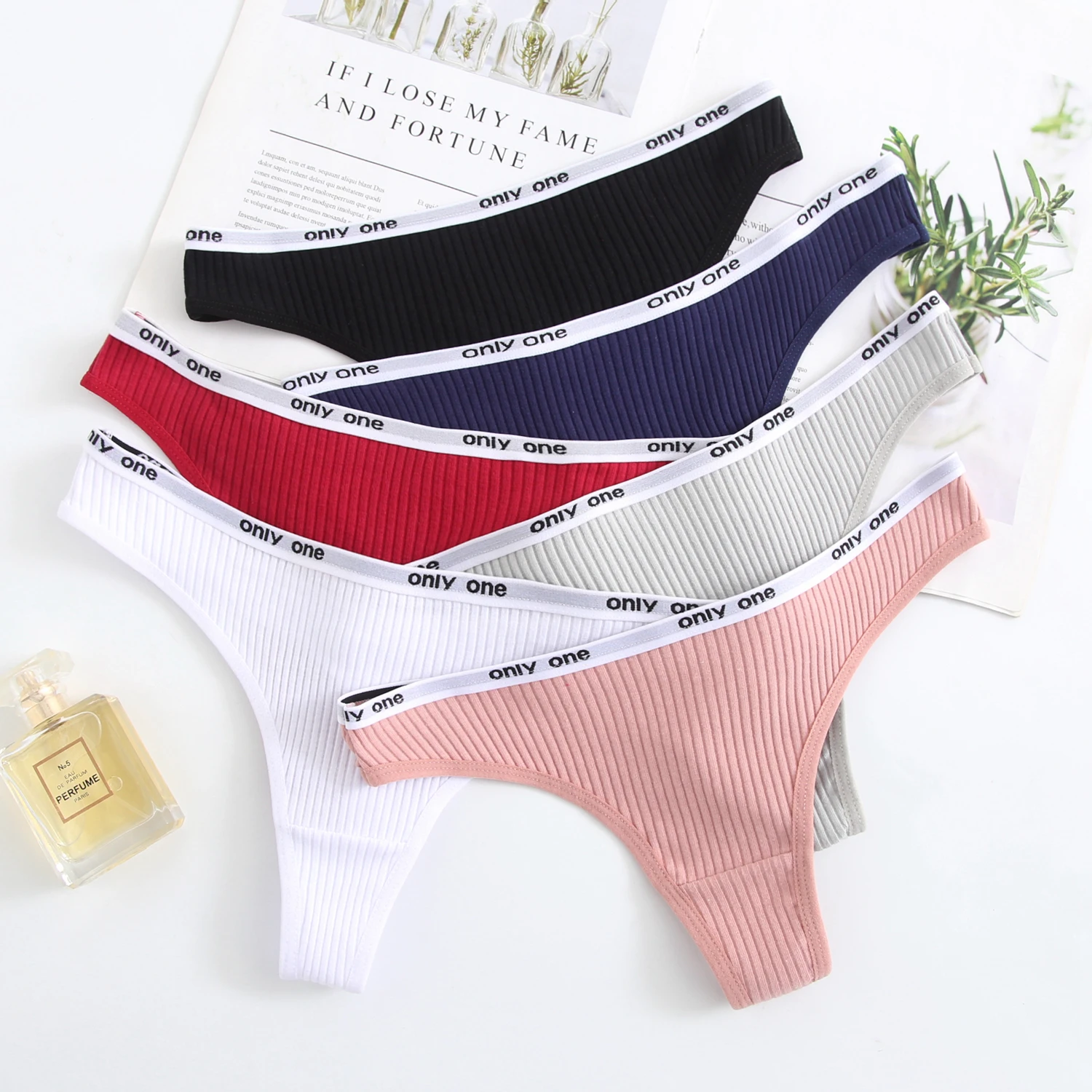 3Pcs/Lot Women\'s Cotton G-String Thong Panties String Underwear Women Briefs Sexy Lingerie Pants Intimate Ladies Letter Low-Rise