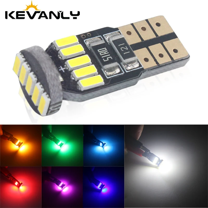 4PCS W5W T10 LED 192 168 194 501 4014 15LED canbus car interior light Instrument Lights bulb Wedge light no error 12V 6000K