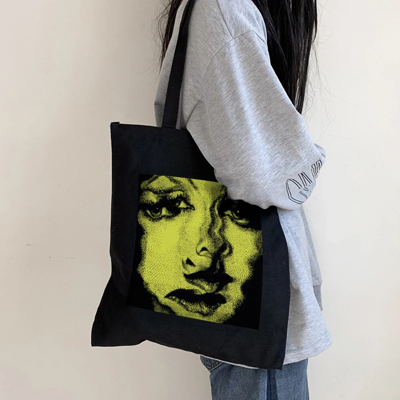 y2k Ulzzang women shoulder bags Vintage Horror women canvas bag punk dark large capacity ins Cartoon casual Gothic shopper bags