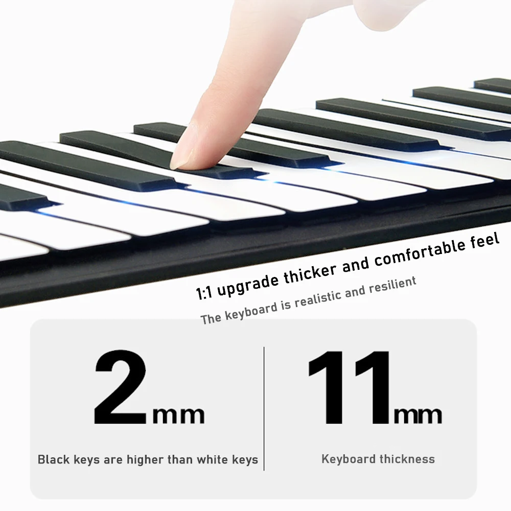 88 Keys Electronic Piano,MIDI &USB Charge,Portable ABS Soft Silicone Flexible Keyboard,Digital Roll Up Piano with Horn and Pedal