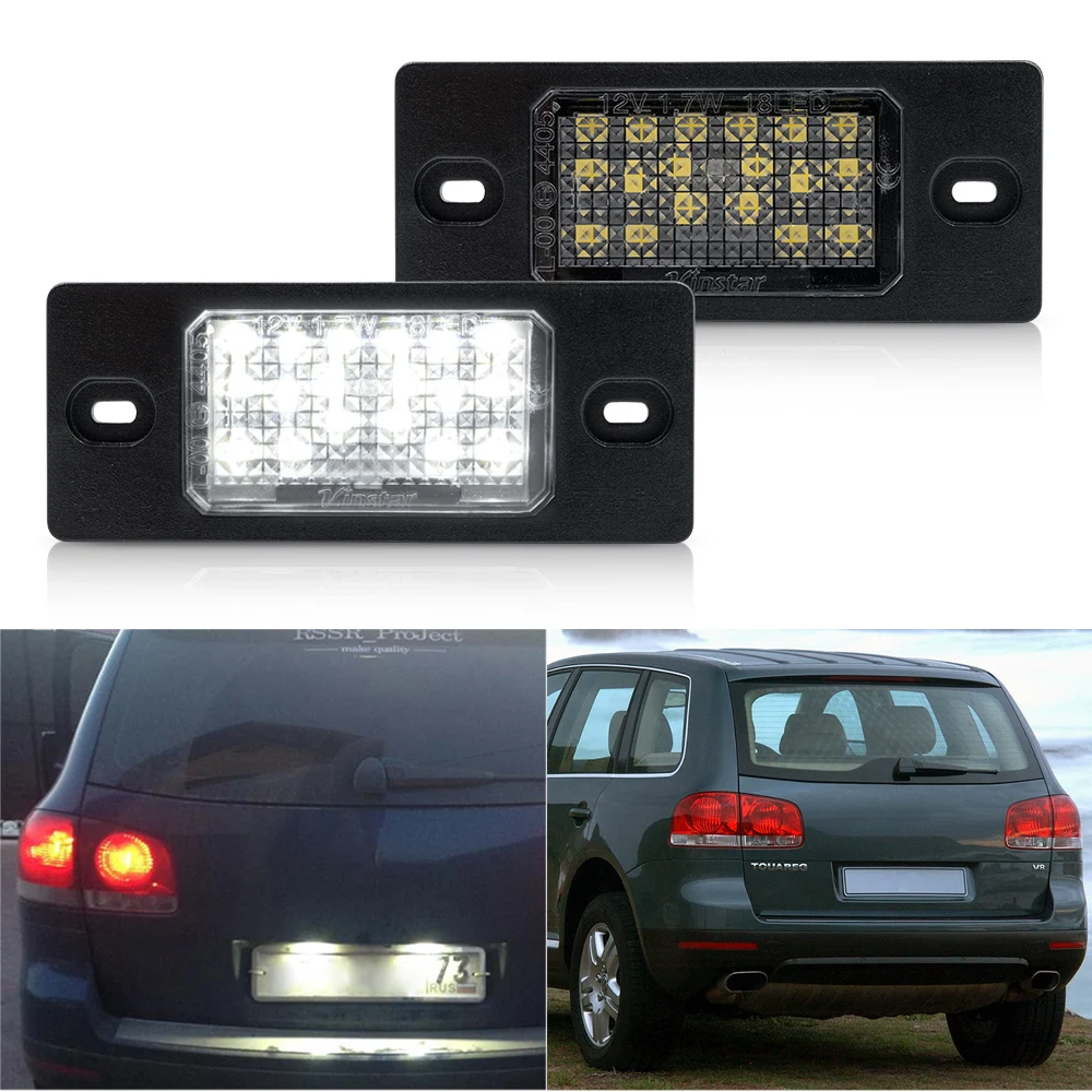 

2x LED License number Plate Lights Lamp for VW Touareg 2003-2010 Tiguan 2007-2018 Golf 5 passat B5 Bora Porsche Cayenne 955 957