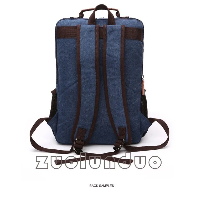 Vintage Canvas Rucksack für Herren, große Kapazität, Reise-Umhängetasche, hochwertige modische Studententasche, Herren-Notebook-Laptop-Rucksack – Detail 19