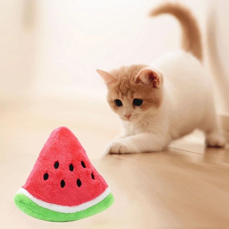 Cute Watermelon Plush Shape Dog Chew Toys Pet Puppy Play Toy for Cat Puppy Breed Reducing Bore Pet Gift Pet Supplies