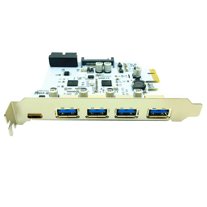 USB 3.1 Type C PCIe Expansion Card PCI-e to 1 Type C + 4 Type A 3.0 USB Adapter PCI Express Riser Card with USB 19pin Connector