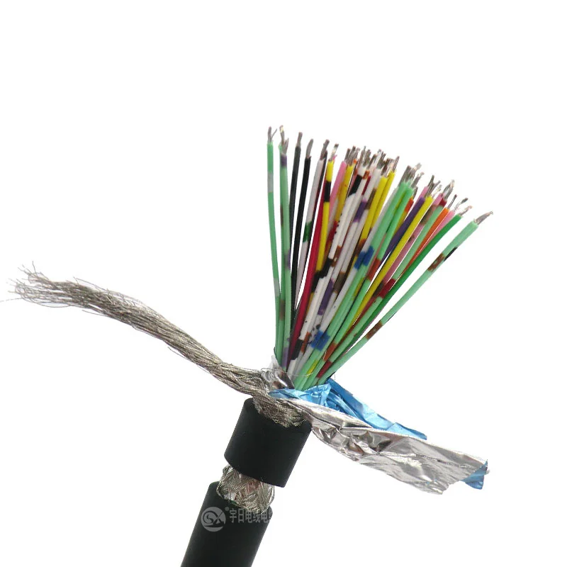 Flexible IO Control Cable 50 core 0.08mm² 28AWG Shielded  Wire with Tinned Pure Oxygen Free Copper 1m