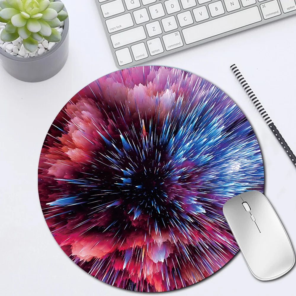 Leather Universal Mouse Pads Non-slip Gaming Mousepad MacBook/Lenovo/Huawei Laptop Mouse Mat Space Pattern Small Round Desk Mat