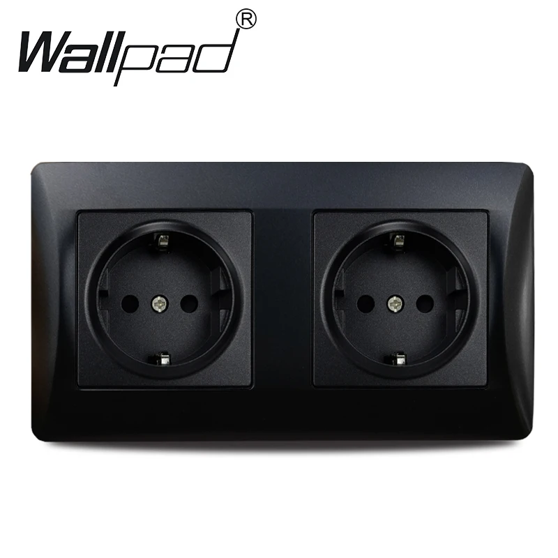 Triple EU Socket Matte Plastic Panel Wallpad Black 16A  234*86mm Wall Panel 220V Wall Sockets For EU Box Round Back Outlet