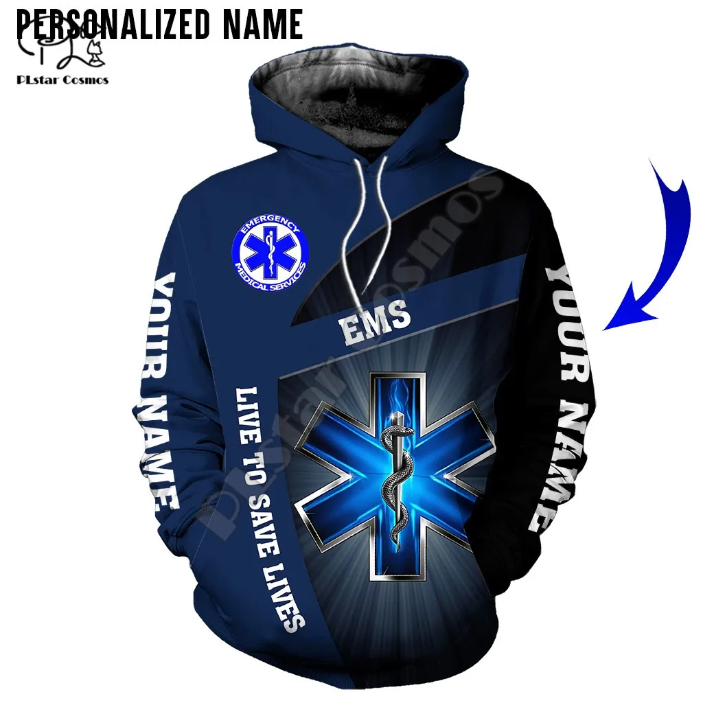 PLstar Cosmos Emergency Medical Service EMS 3D Printed Hoodies Sweatshirts Zip Hooded For Men/Women Casual Streetwear Style-E07