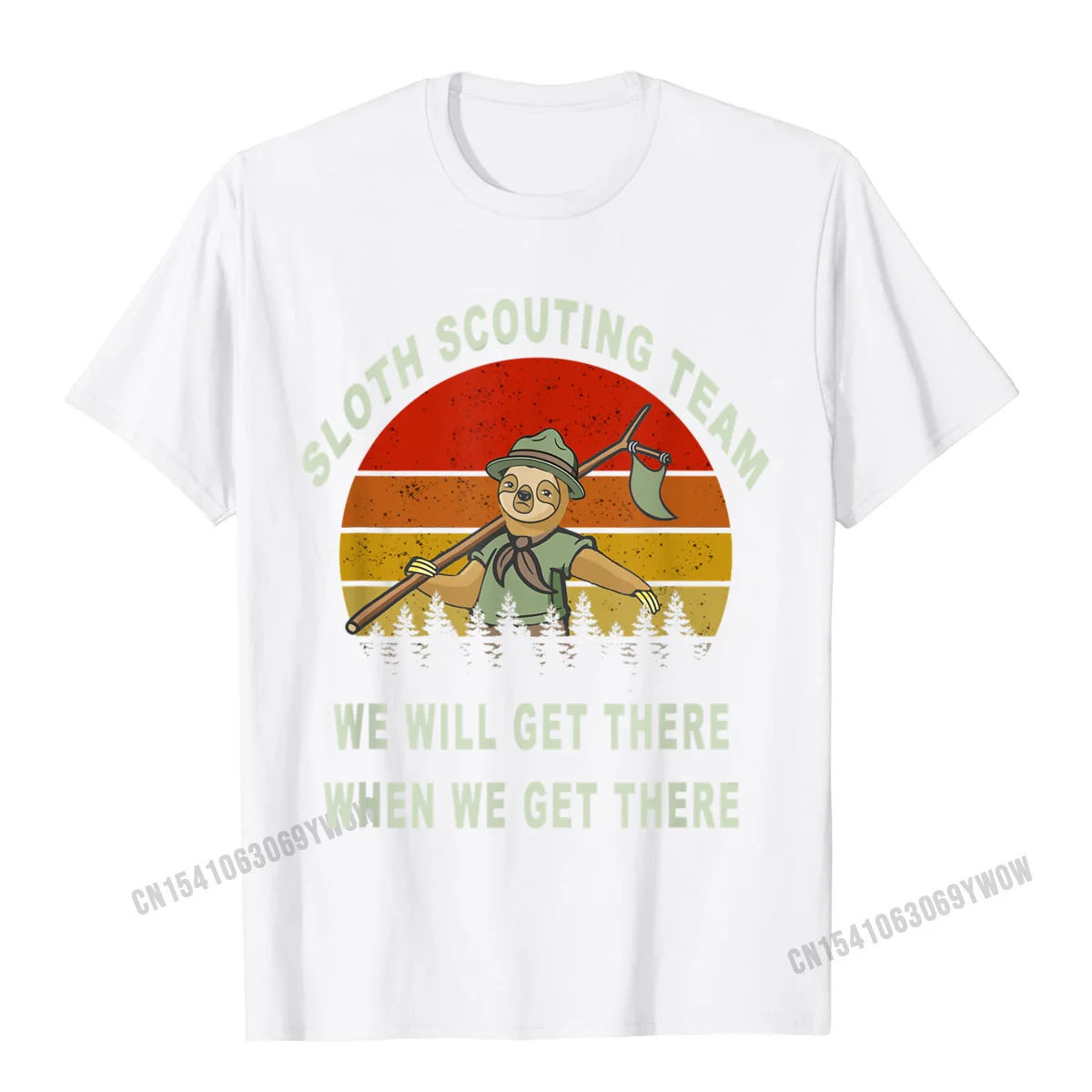 Sloth Scouting Team Camping Scout Hiking Vintage Flag T-Shirt Camisas Men Top T-Shirts Fitness Tight Fitted T Shirt Cool For Men