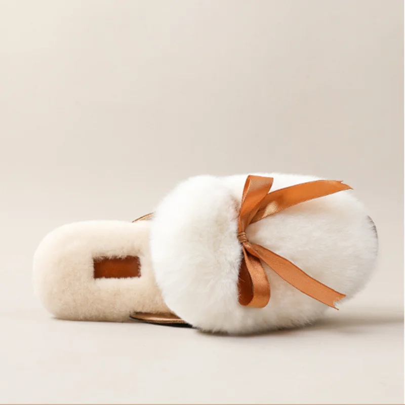 Slippers Female Cute Fur One-piece Ladies Thick-soled Non-slip Household Cotton Slippers That Can Be Worn Outside