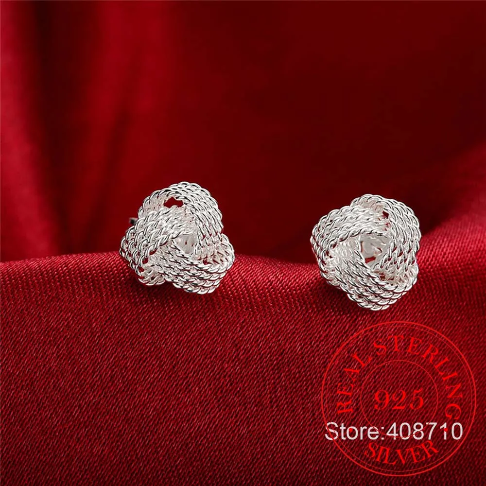 New Fashion Jewelry 925 Sterling Silver Tennis Net Web Stud Earings For Women Girls 2020 Summer Style Ball Earring Ear Studs