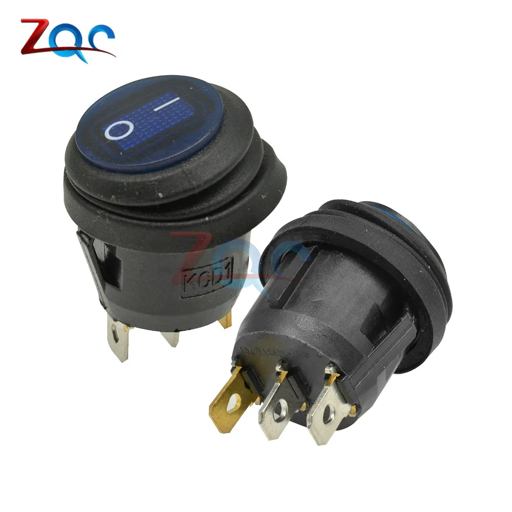 5 pz 20mm On-OFF 6A/250V 3 Pin sigillato impermeabile Auto barca Marine Round Toggle SPST interruttore a bilanciere pulsante con LED KCD1