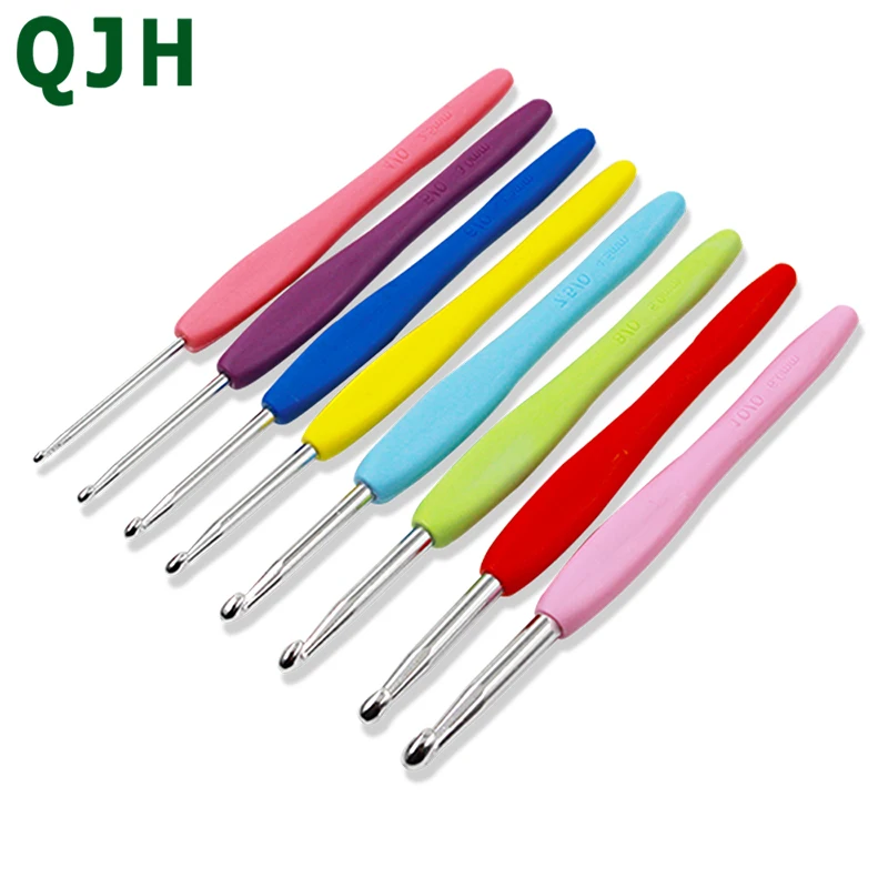 

8PCS/Set Retro Unique TPR soft handle Aluminum crochet Needle Crochet Hooks Set Knitting Needle Tools Handle Hooks 2.5mm-6.0mm