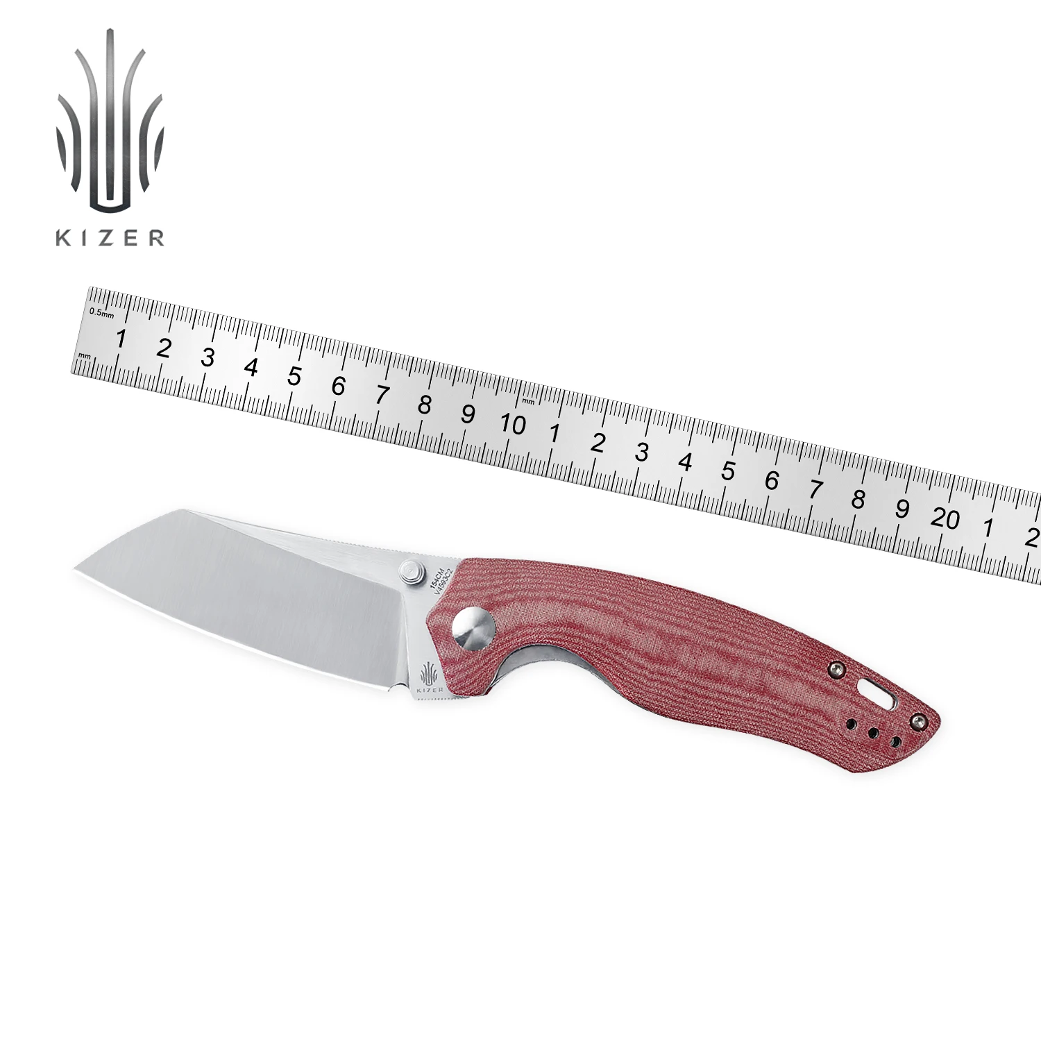 Kizer Knives Folding Towser K V4593C2 Camping Hunting Pocket Knife 154CM Steel Red Micarta Handle Outdoor Hand Tools