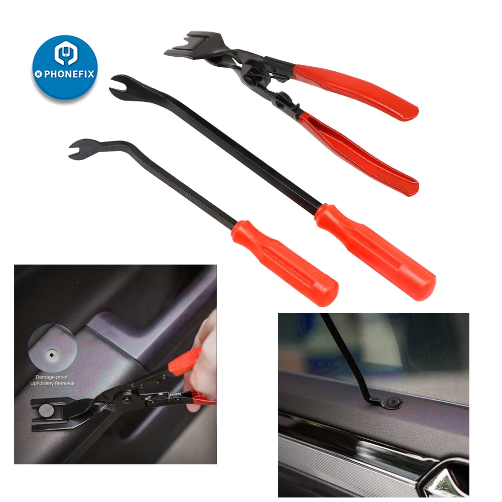 2pcs Auto Pliers Set Fastener Removal Tool Car Upholstery Combo Repair Kit Car Door Trim Clips Repair Tools Clip Plier Tools