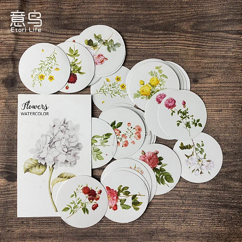 

46pcs Vintage Round Rose paper sticker Junk Decorative Stationery Scrapbooking Diary Planner Album Lable Sticker