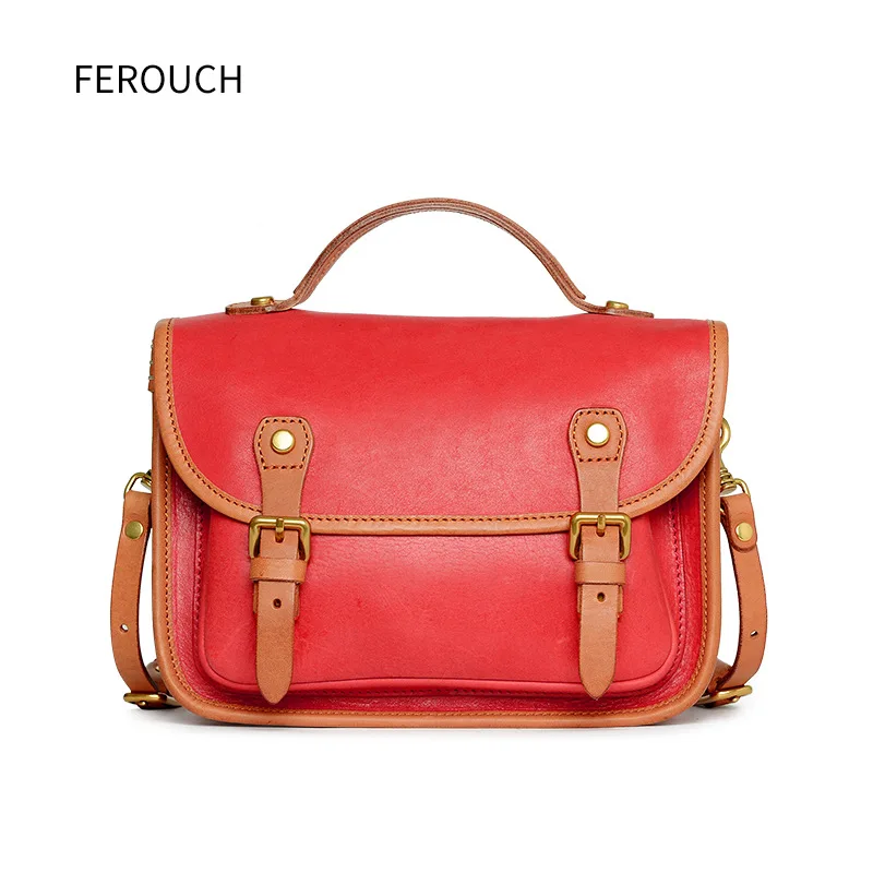 Leather Messenger Bag By Hand Multi-Function Luxury  Simple Leisure Contracted Retro Women Bag Solid Color Shoulder Bags