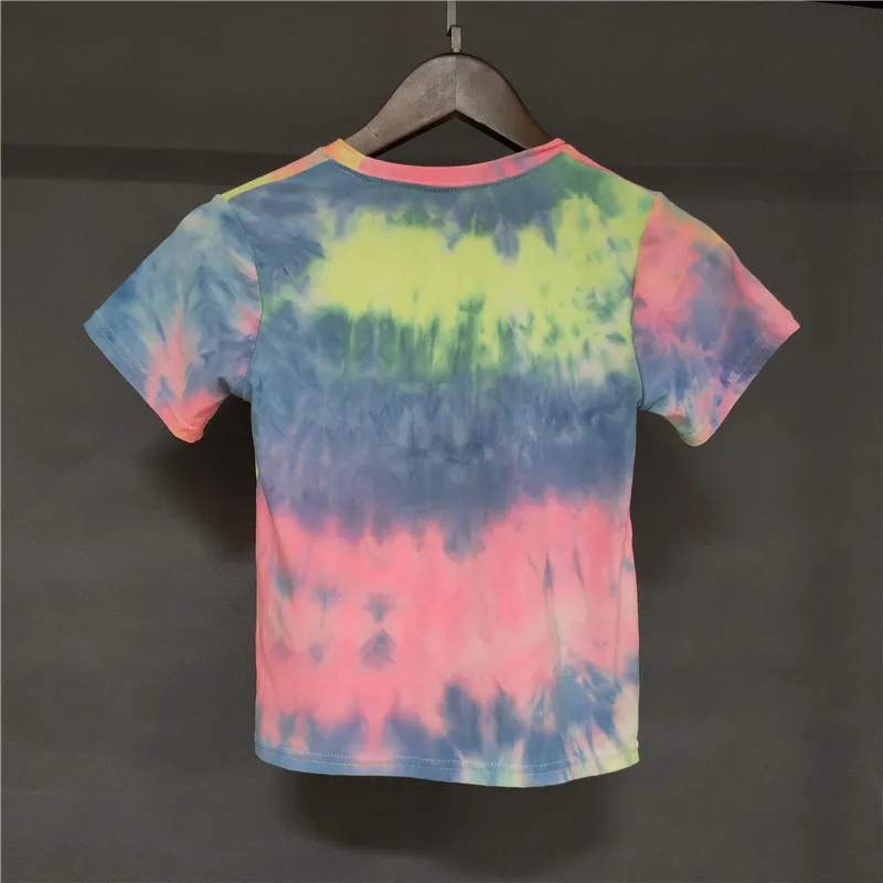 

Children's T-shirt Girls Sweet Graffiti Gradient Short Sleeve Tie-Dye Printed T-shirt Spring Summer Children's Super Soft Top