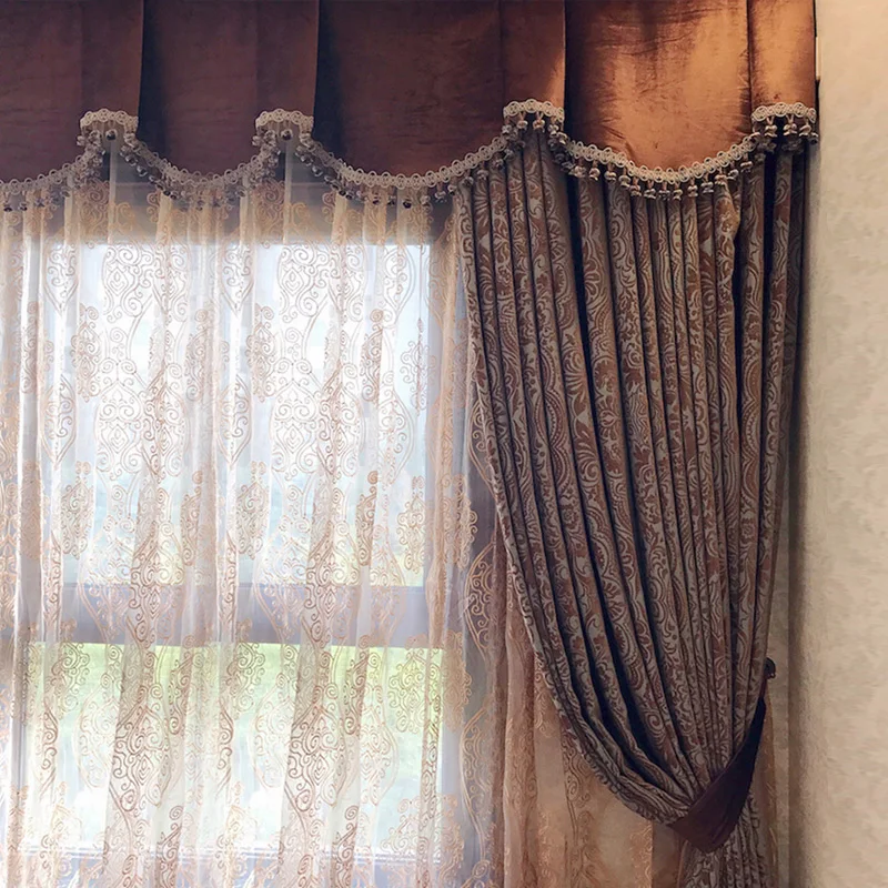 

Luxury Thickened Chenille Blackout Curtains for Living Room European High-grade Retro Cortinas for Villa Eco-friendly Fabrics