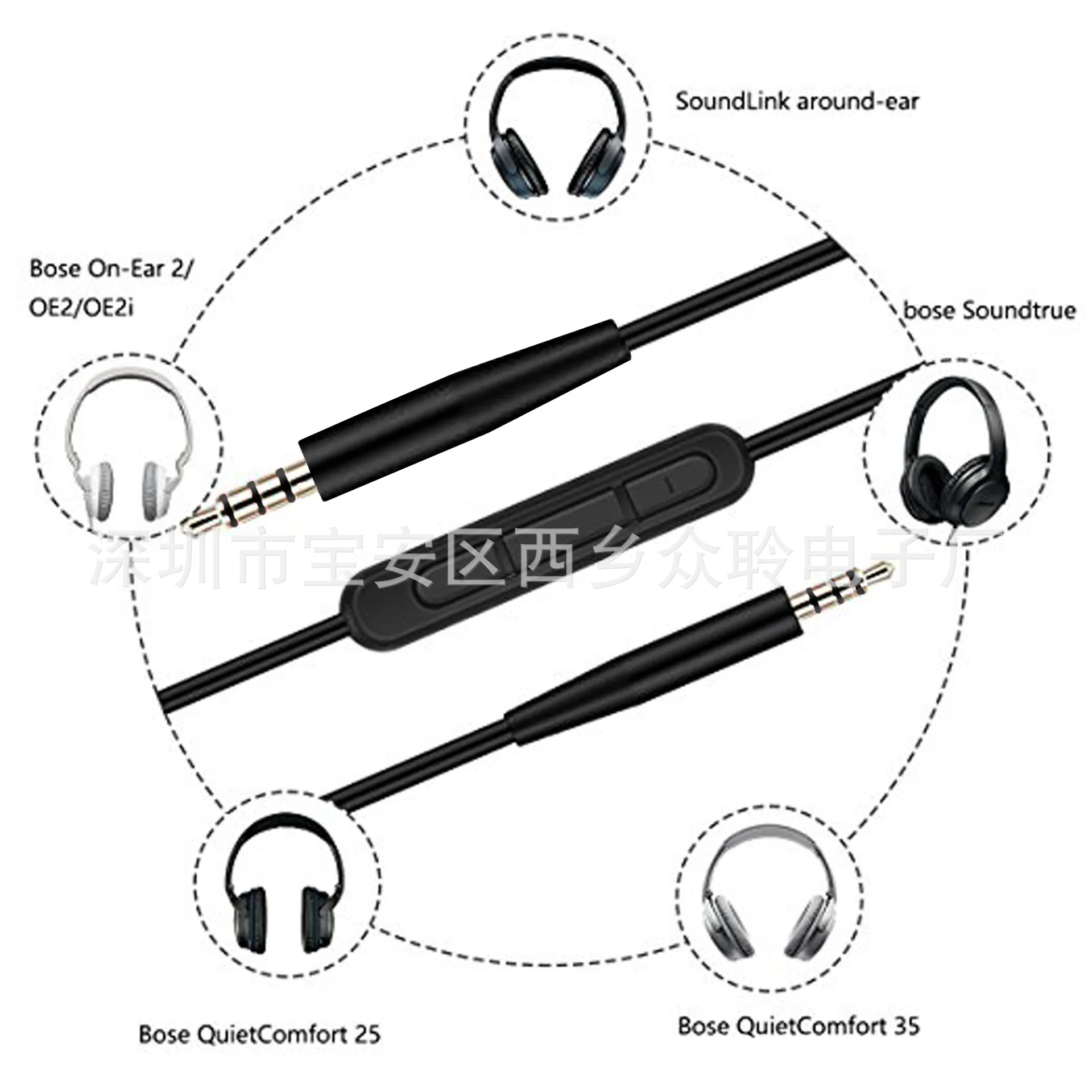3.5mm ~ 2.5mm BOSE QC25 QC35 용 오디오 케이블 SoundTrue/link OE2/OE2I 헤드폰 케이블 ST 오디오 케이블