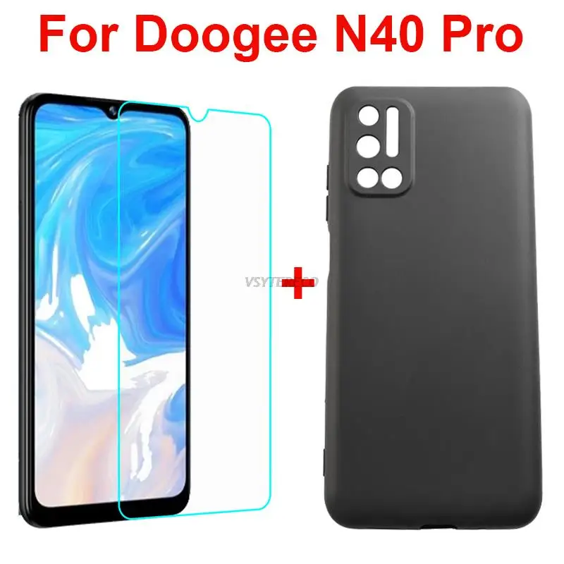 

Чехол с полной защитой на 360 градусов Для Doogee N40 Pro Soft черный чехол ТПУ, чехол с закаленным стеклом Для Doogee N40 Pro N40Pro, чехол s Vetro