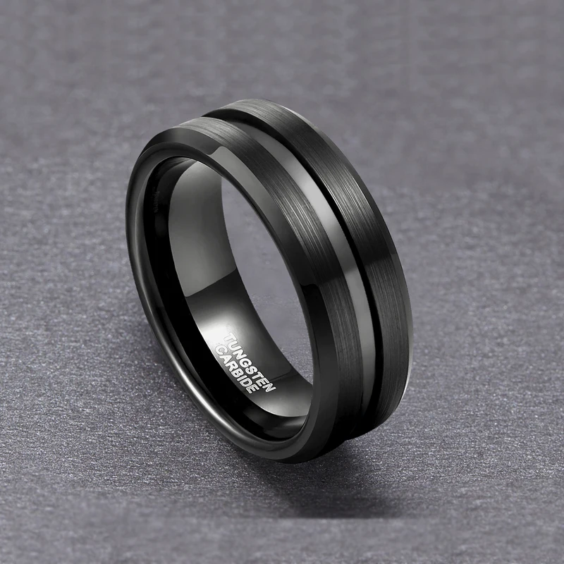 Tigrade Man Black Ring Fashion Jewelry Fashion Jewelry Tungsten Ring Wholesale Engraving Men\'s Rings Classic Wedding Rings