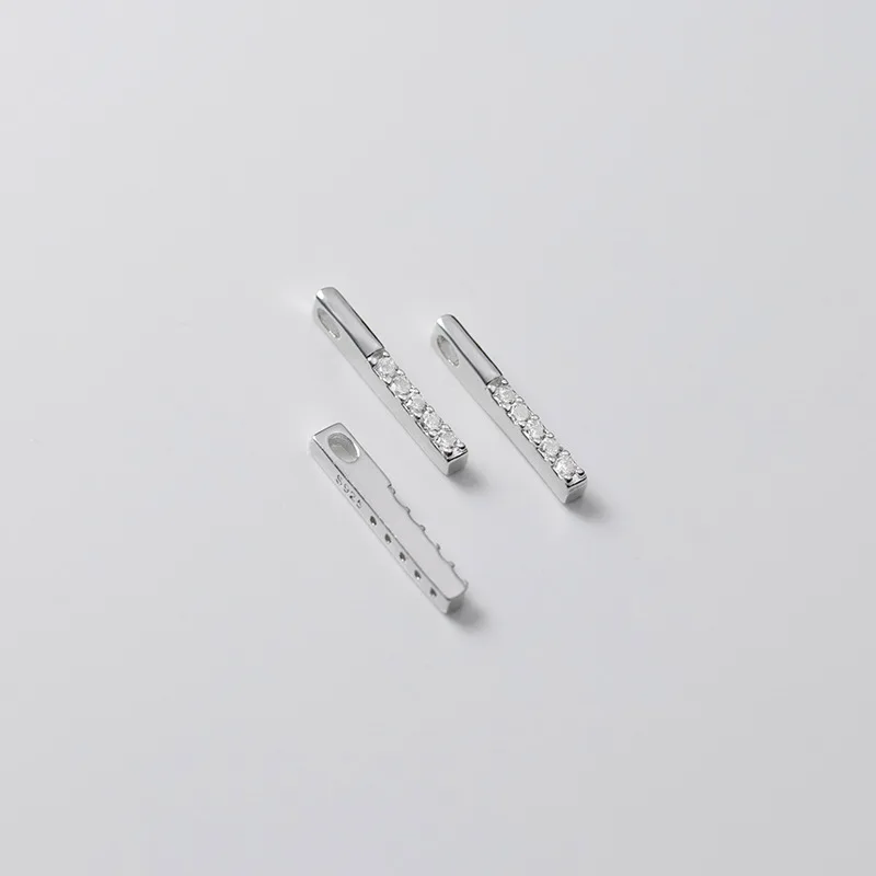 925 Sterling Silver Fashion Rod Shape AAA Zircon Necklace Charms S925 Silver Bracelet Stick Pendants DIY Fine Jewelry Findings