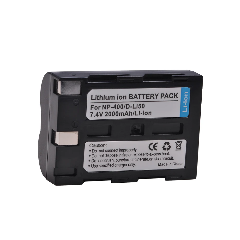 Batmax 2000mAh D-Li50 NP-400 NP 400 Battery For Konica Minolta DiMAGE A1 A2, Pentax K10D K20D, Dynax 5D 7D, Sigma SD15 SD14