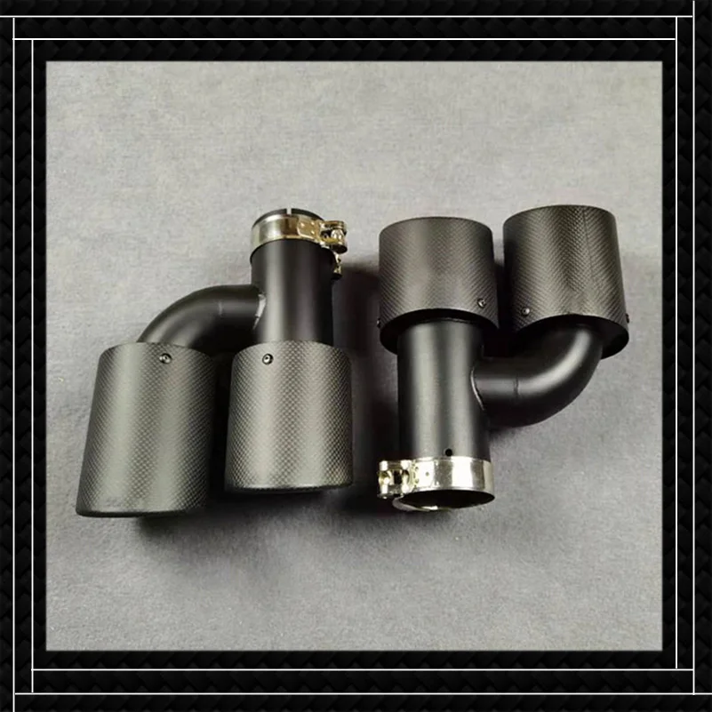 Right And Left Matte Black Exhaust Pipe Stainless Steel Carbon Fiber Muffler Tip Nozzles Car Accessories Universal