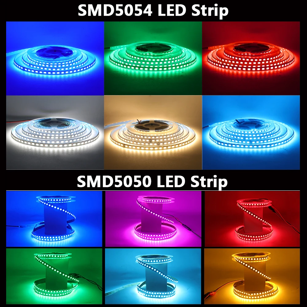 Taśma LED 12V 24V 5M 5050 taśma Led RGB 5054 5630 2835 elastyczne światło wstążka dioda 60/120 leds/m wodoodporna taśma Led lampa