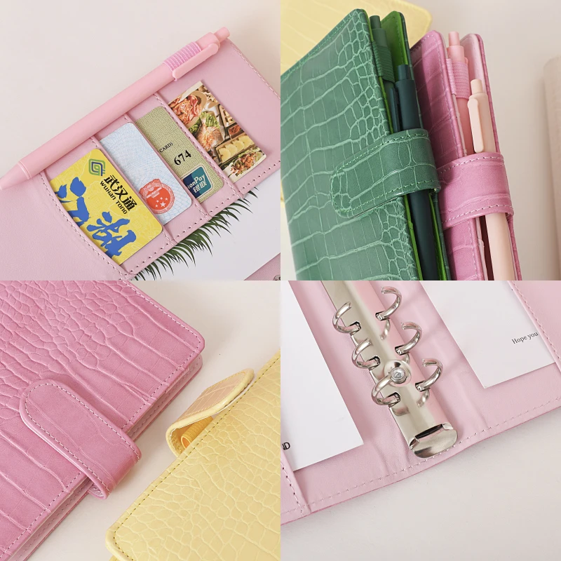 A6/A5 Crocodile Color PU Leather DIY Binder Notebook Cover Diary Agenda Planner Paper Cover School Stationery