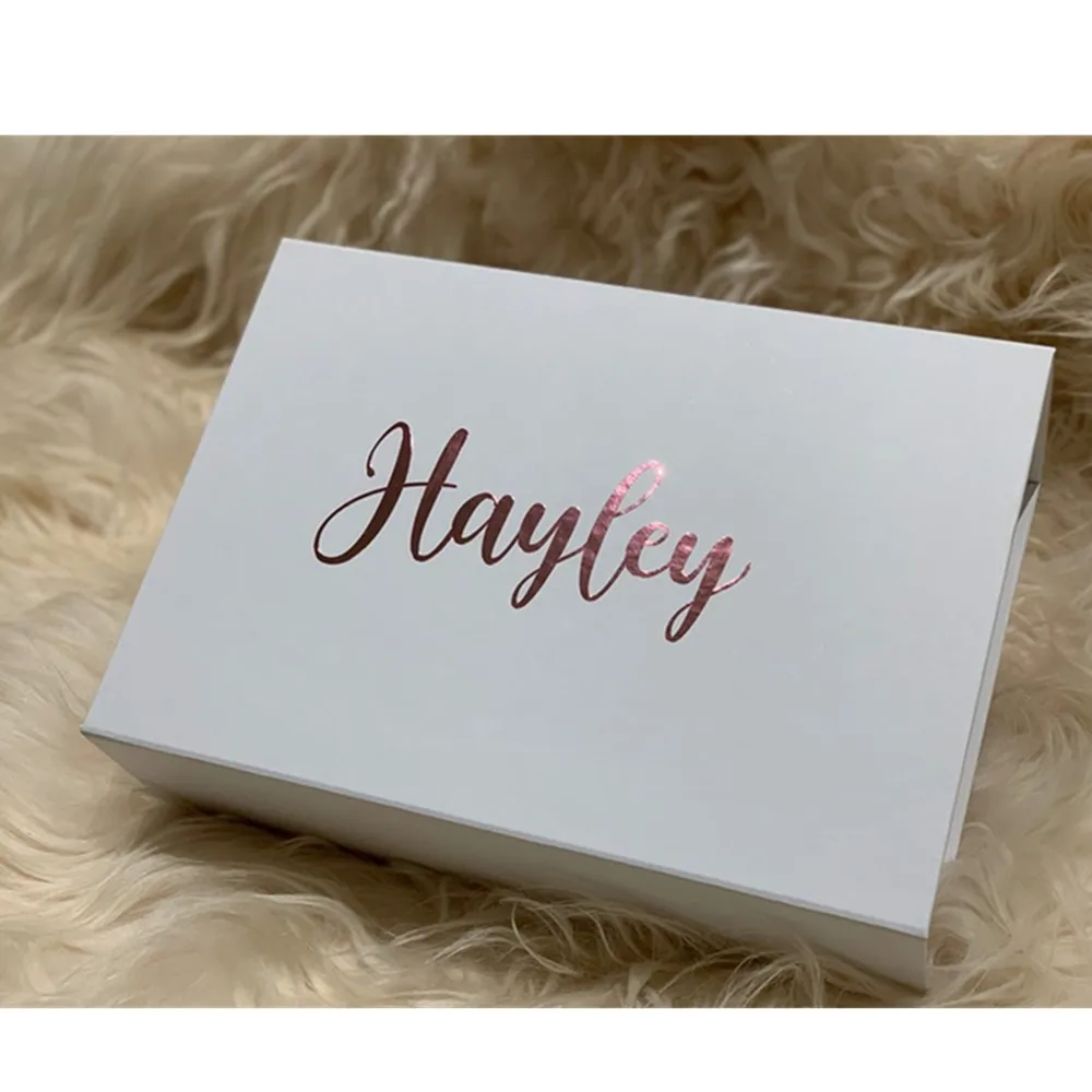 Personalised white  Bridesmaid Box Luxury Ribbon  Magnetic Closure Luxury Gift cutom black  Will you be my bridesmaid box