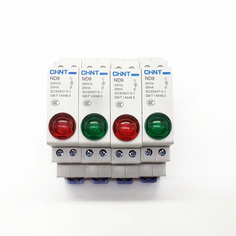 CHINTCHINT DIN Rail Mount Indicator Light ND9 Series LED Lamp AC DC230V 24V