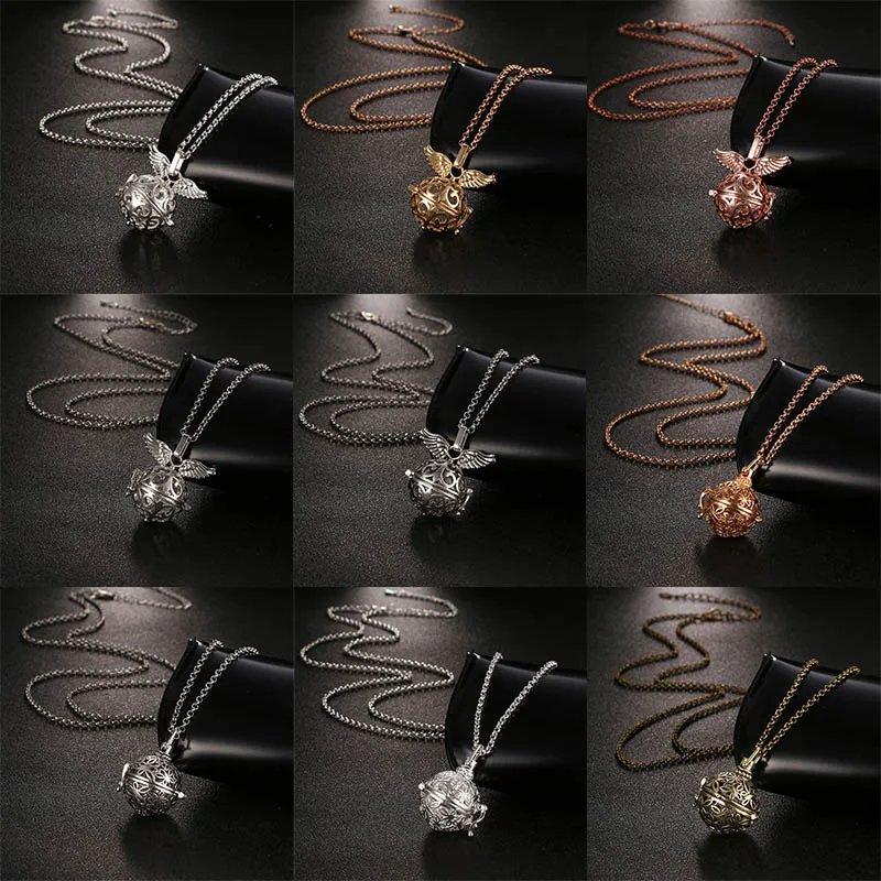 2024 Delicate Aromatherapy Diffuser Necklace Mexico Chime Music Ball Vintage Angel Wings Pendant Romantic Woman Fashion Jewelry