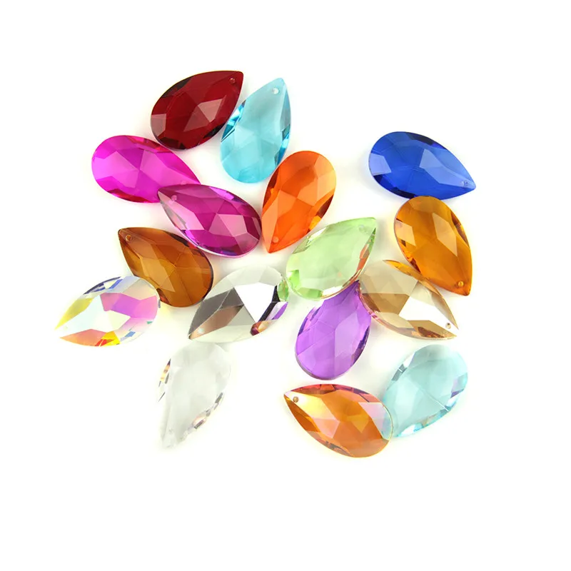 38mm Crystal Mixed Color crystal Water Drop Pendant Prism Parts Crystal Chandelier Pendant Sparkle Crystal Almond For Home Decor