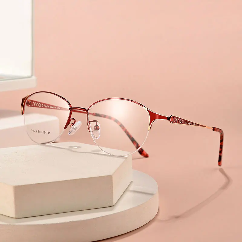 New Arrival Half Rim Metal Frame Glasses For Women with Spring Hinges Round Reading Eyewear Hot Selling