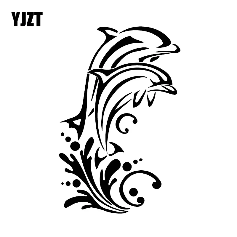 YJZT 17CM*11CM Car Decoration Beautiful Dolphin Decal Personality Vinyl Sticker Black/Silver C30-0157