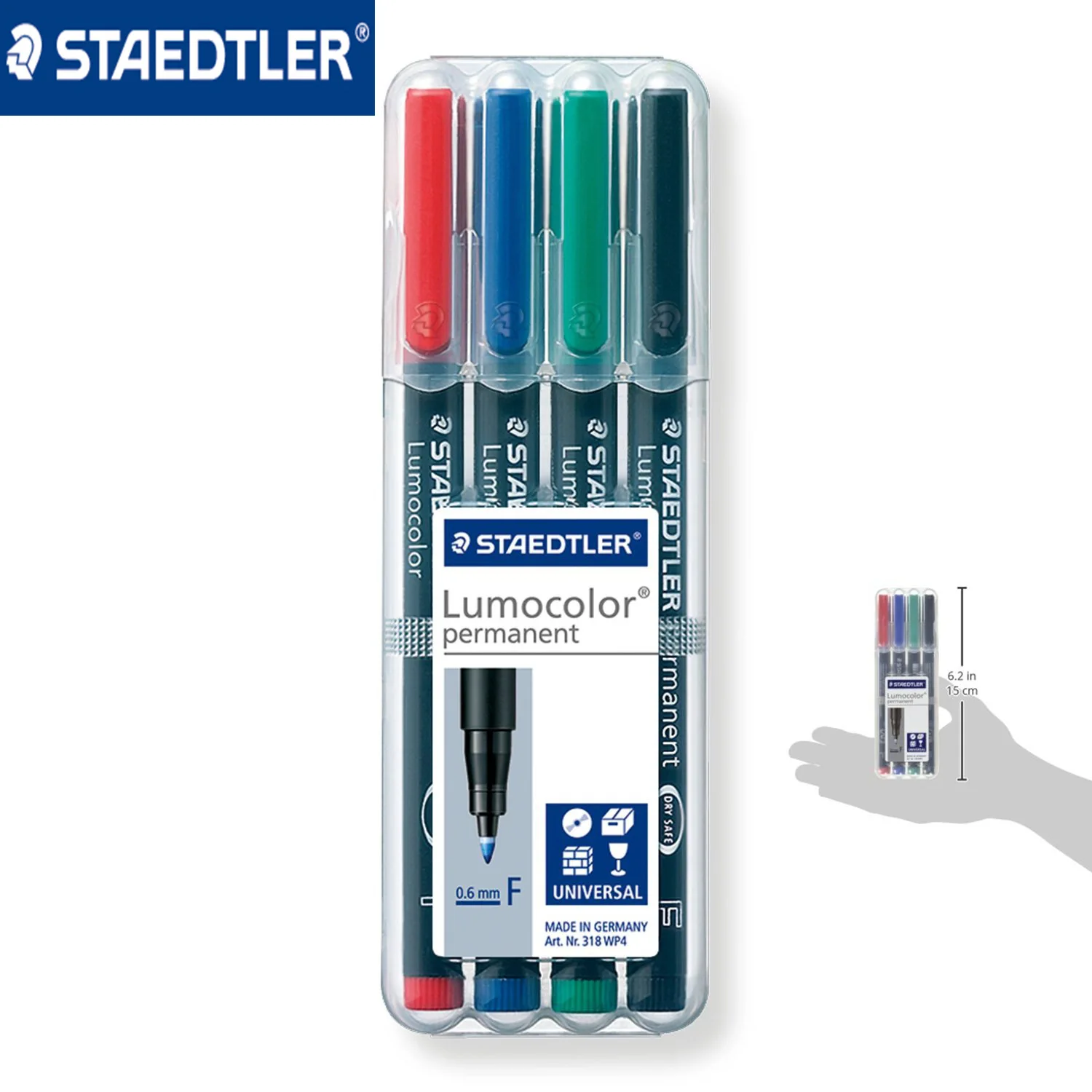 Staedtler 318-WP4 Lumocolor marker permanentny drobny punkt 0.6mm uniwersalny długopisy farby pisanie dla CD papieru z drewna uniwersalny