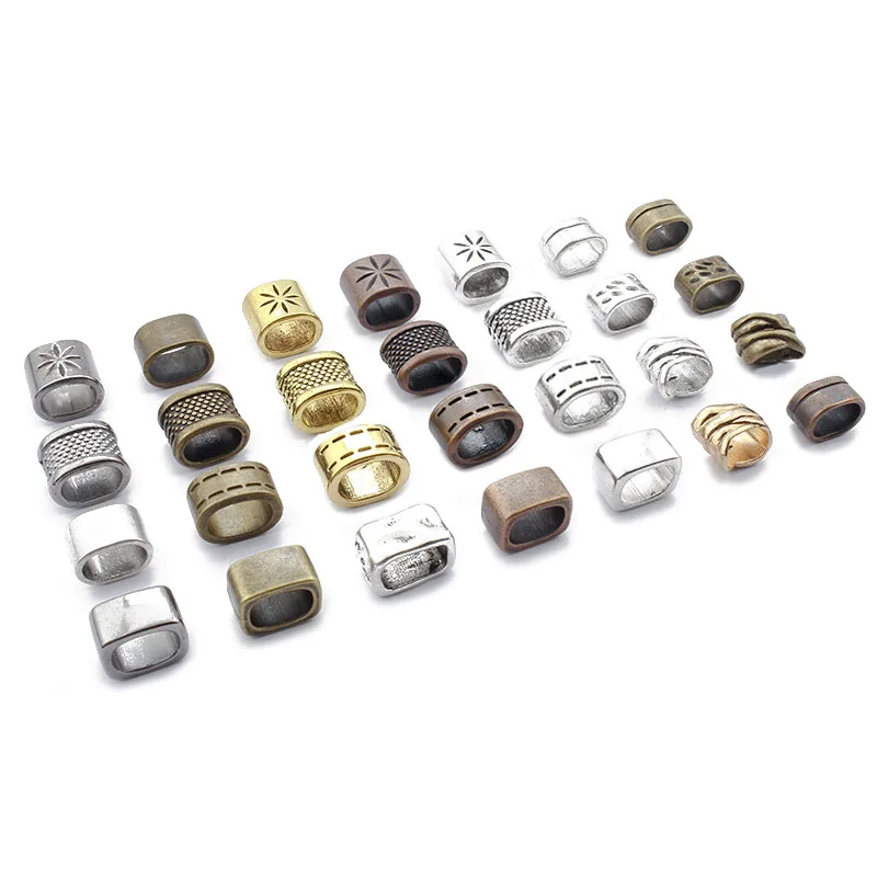 10pcs Spacer Beads Bronze/Copper/Silver Color 10*6mm Licorice Leather Cord Slider Bead For Bracelets Jewelry Making