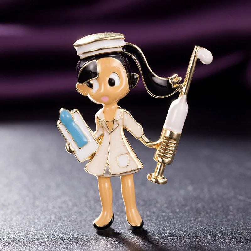 zlxgirl Jewelry hot sale Enamel Doctor Nurse Brooches Women Hospital Office Brooch Pins Gifts fashon women scarf pins jewelry