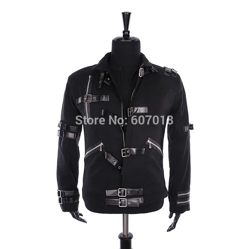 Tribute for Michael Jackson Black Cotton Elastic Slim BAD Jacket Costume Clothing for Man Adore Stars Impersonator