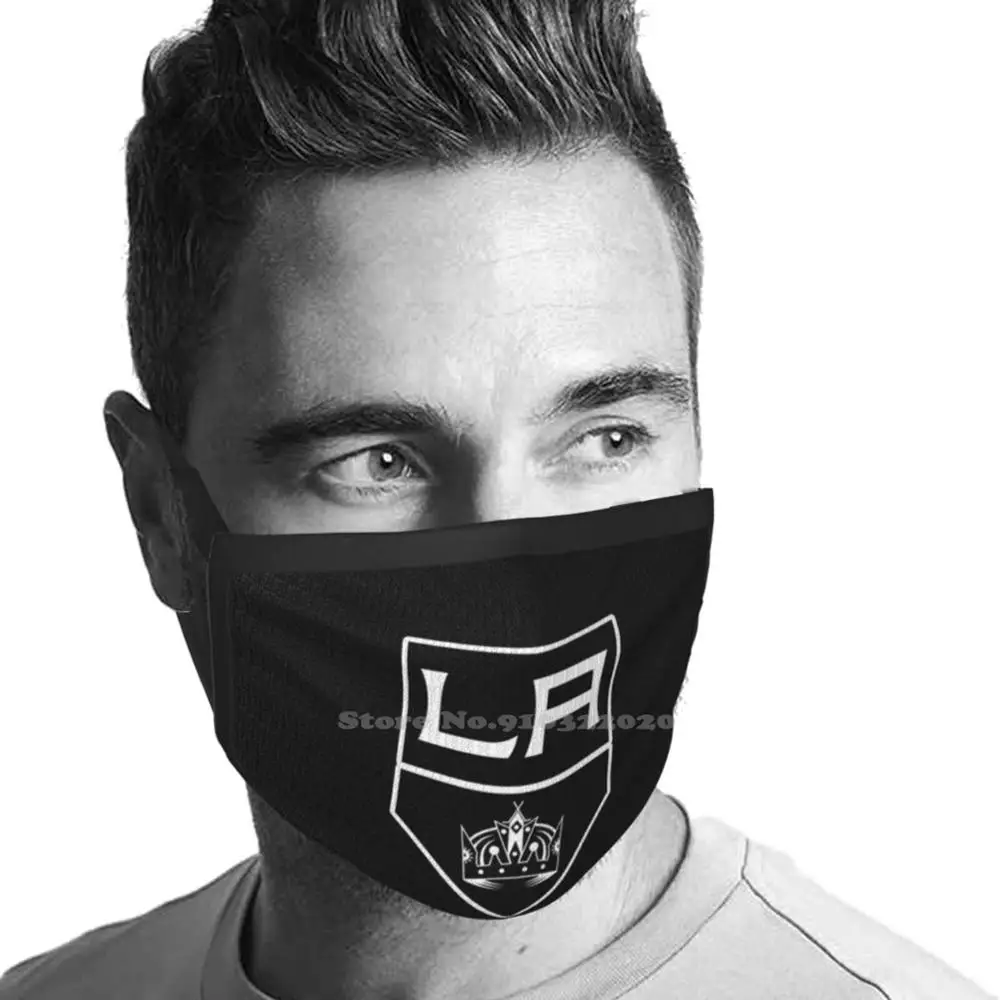 Masque buccal réutilisable respirant noir, logo des équipes de hockey sportives, The Kings of Los Angeles City, designer