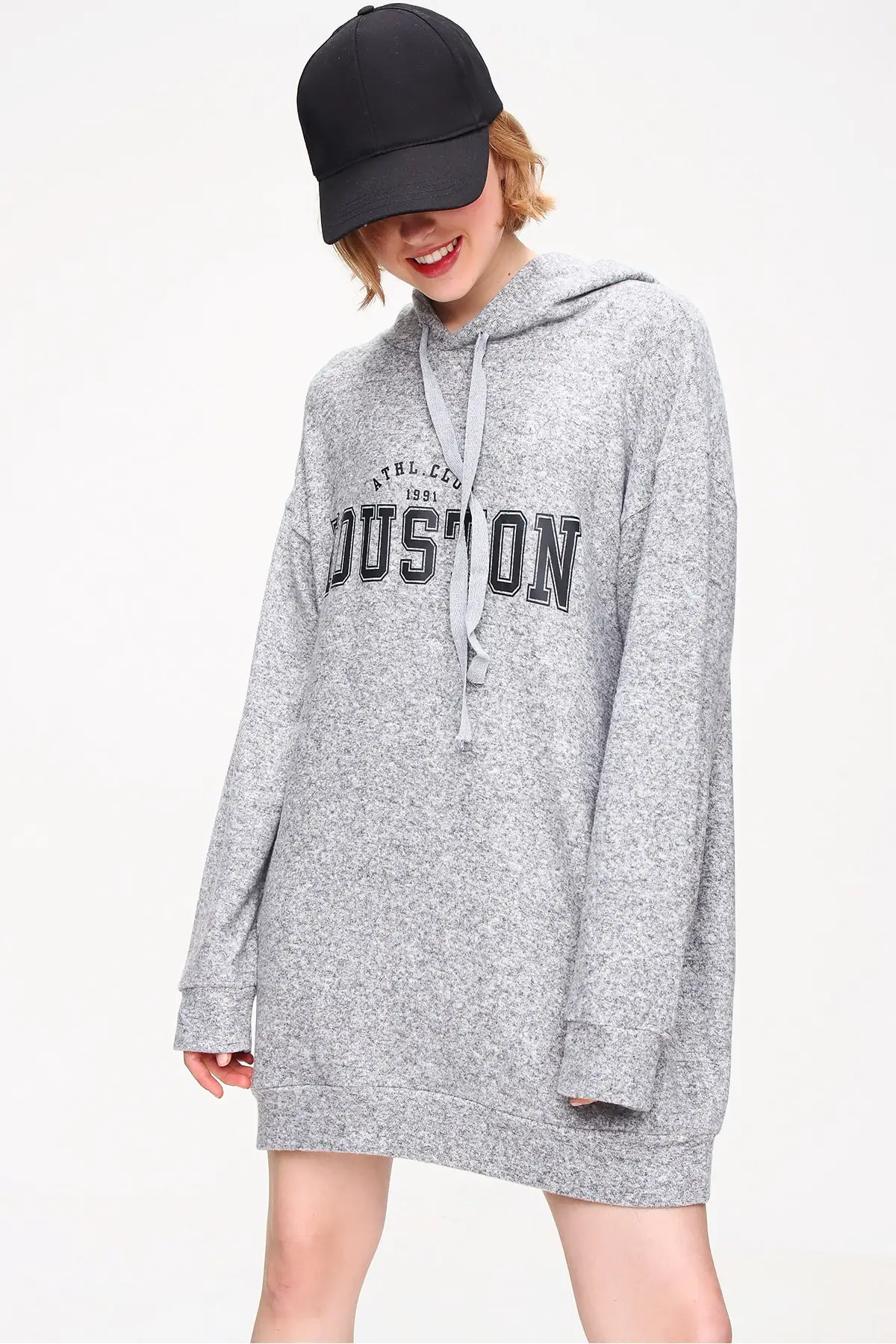 Women Grimelanj Printed Soft Textured Hooded Sweatshirt Dress, Female Utensils Female Clothes