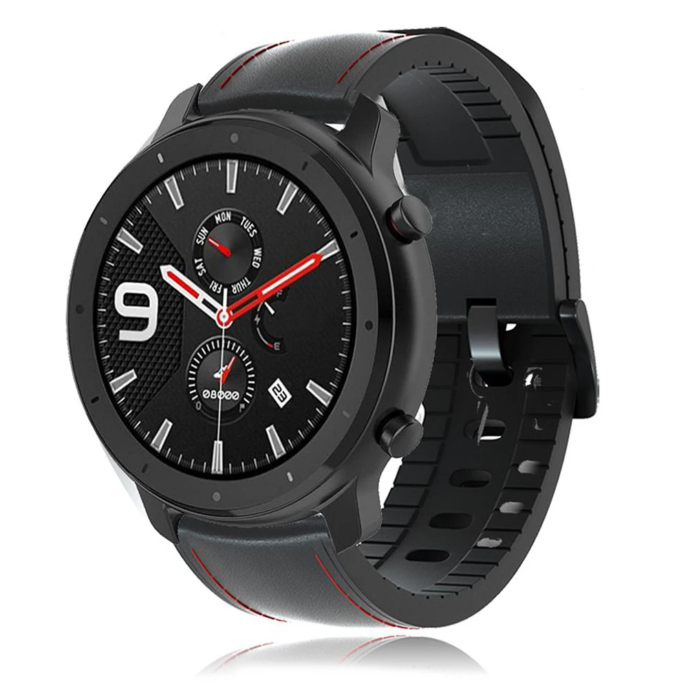 Cinturino in pelle siliconica da 20mm 22mm per Huami Amazfit GTR 42mm 47mm GTR 4/3/2 cinturino di ricambio per Huawei Watch GT 2 GT3