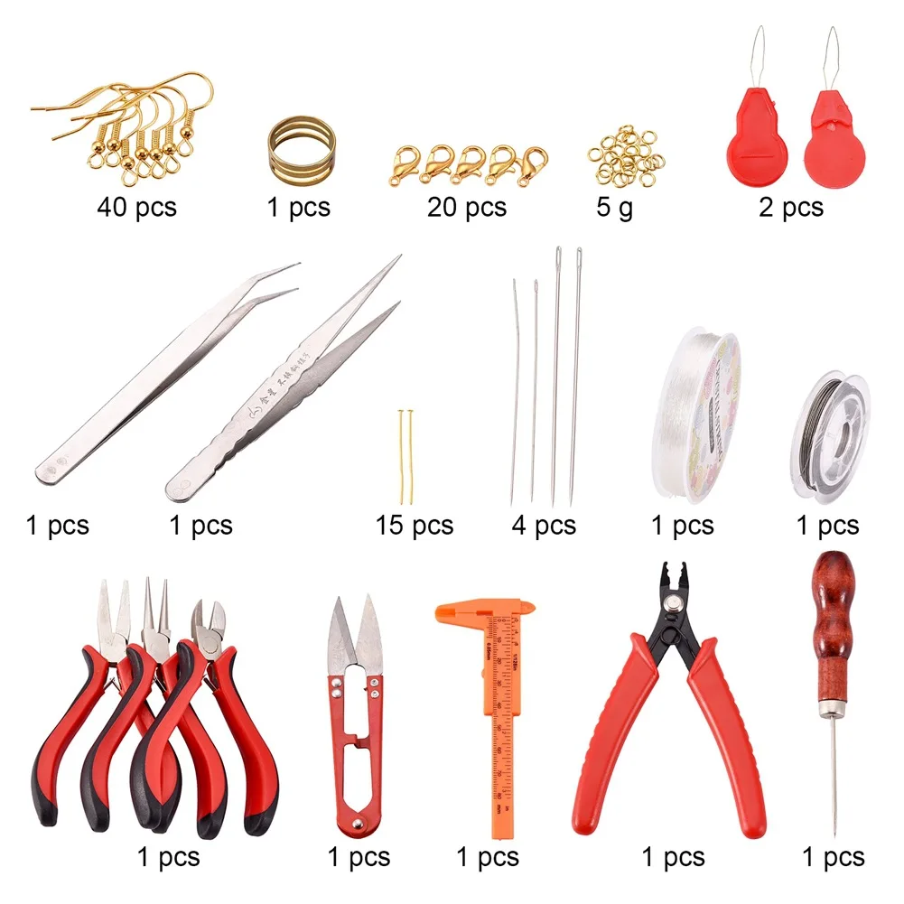 Jewelry Making Tool Kits Earrings DIY Material Bag Set Jewelry Accessories Hand Pliers Scissors Stainless Steel Tweezers