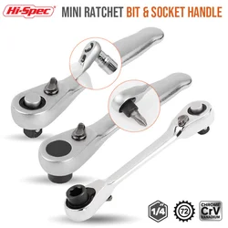 72 Teeth Ratchet Socket Wrench Mini 1/4 Inch Double Ended Torque Wrench Spanner Rod Screwdriver Bit Tool Ratchet Handle Wrench