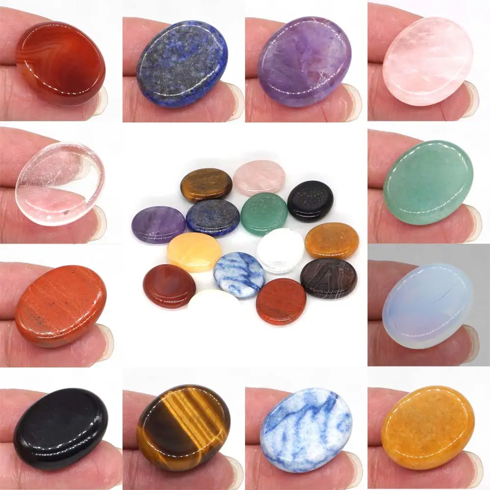 Worry Stone Oval Thumb Stones Natural Gemstone Crystal healing Reiki Meditation Therapy Treatment Massage Palm Minerals Quartz