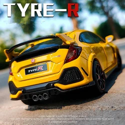 Modelo de coche de aleación de Metal fundido a presión para niños, vehículo de juguete, simulación de luz de sonido, Colección, regalo, HONDA Civic Type R FK8, 1/32