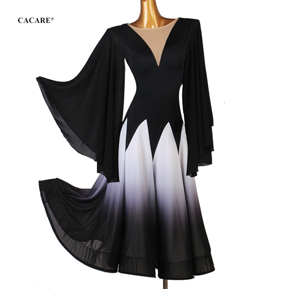 Ballroom Dance Competition Dresses Women Waltz Dress Standard Dancing Wear Costume Customize D0826 Puff Sleeve Applique Big Hem